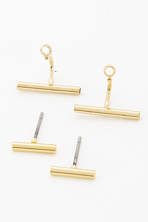Horizontal Two Piece Bar Stud Earring 5FCF2